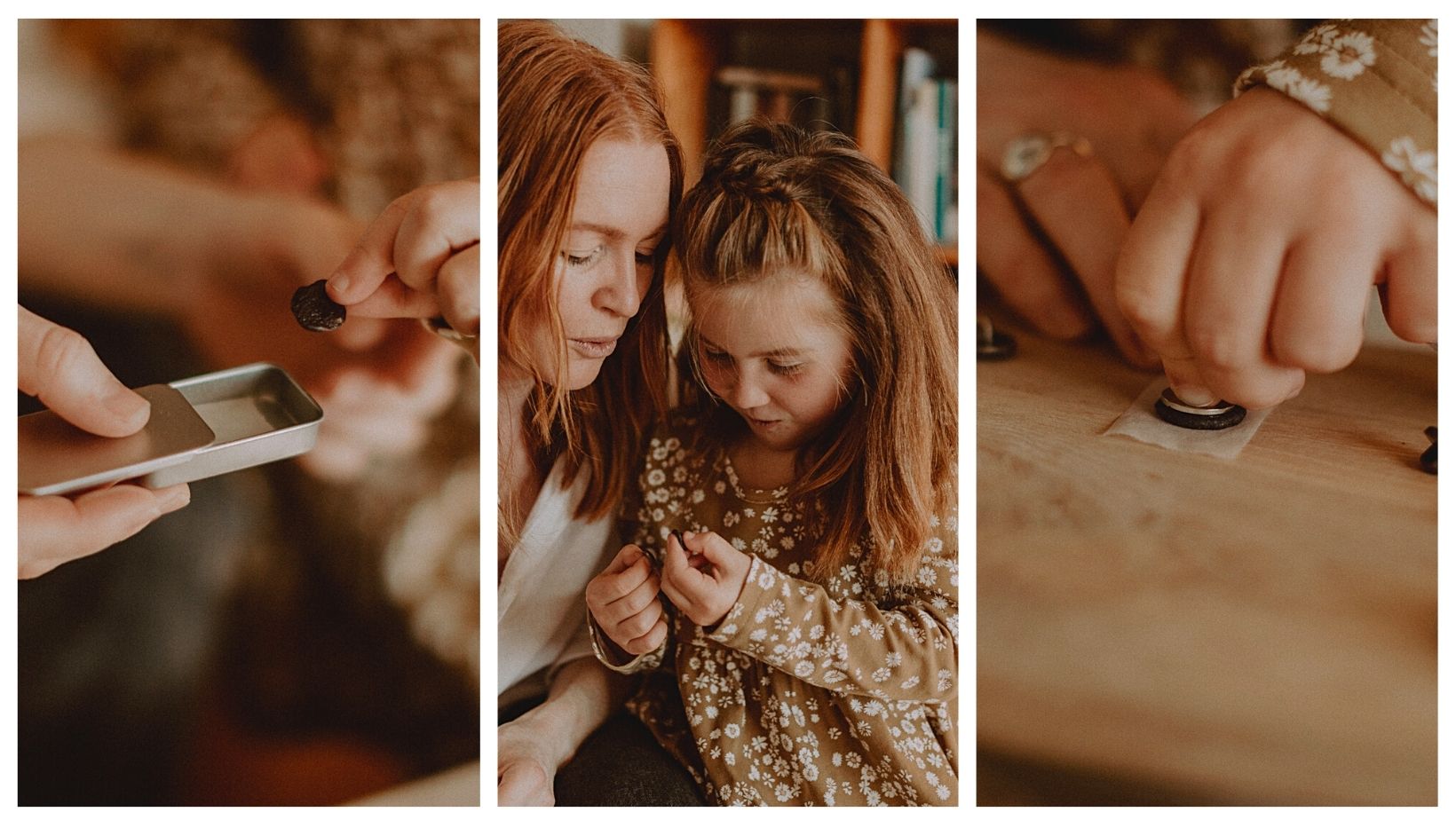 mother and daughter creating fingerprint necklace by Coveted Jewellery